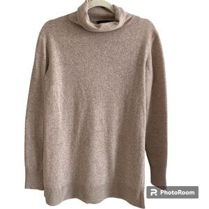 ANNE Taylor Wool Blend Turtleneck Tunic Sweater Oatmeal Size S